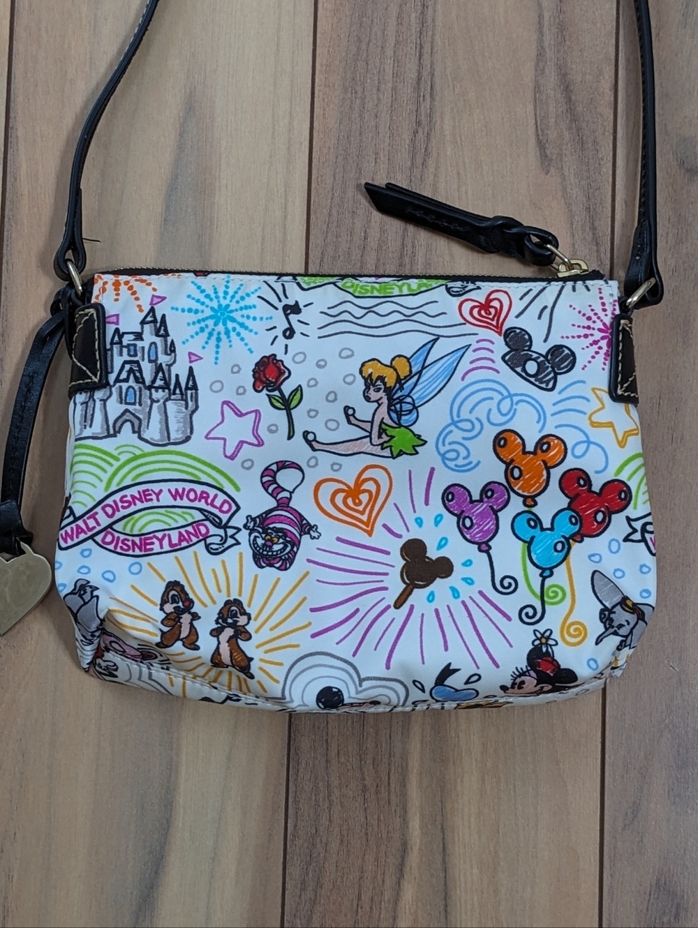 EUC! Dooney & Bourke X Disney Nylon Sketch Crossbody Bag In Black And White - Picture 9 of 16